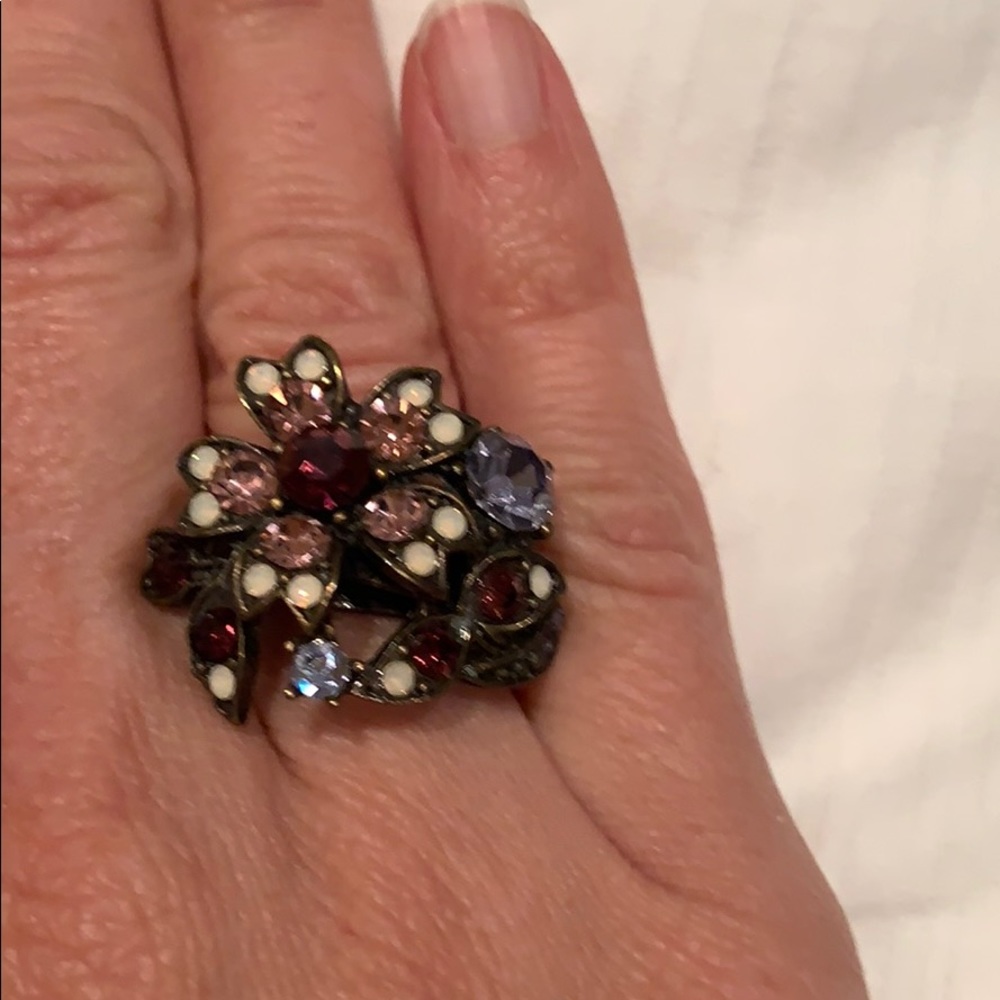 Flower cocktail ring, adjustable